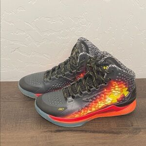 Under Armour Black and Red High-Top Sneakers